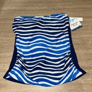 AMERICAN BEACH Women Underwire Blue White PADDED Tankini Top Size 8 NWT Mermaid